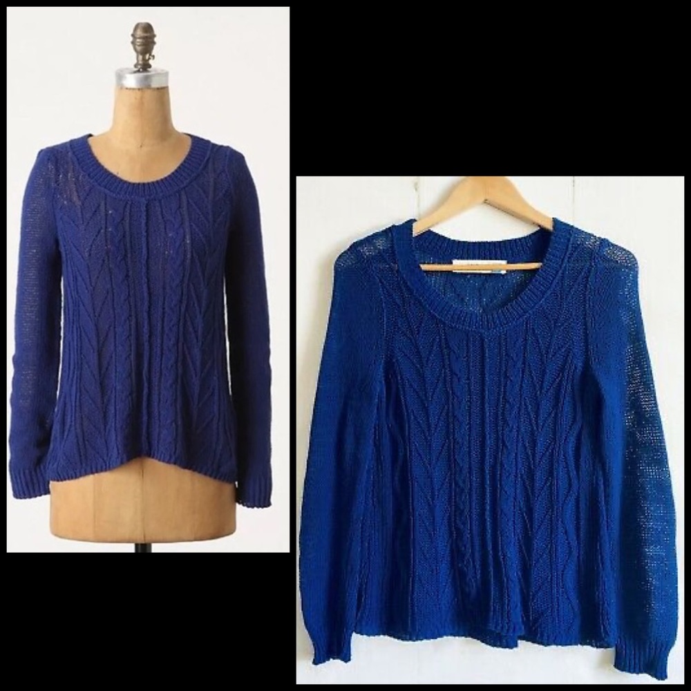 Anthro Sparrow Knit Cable Open Weave Pullover Sweater